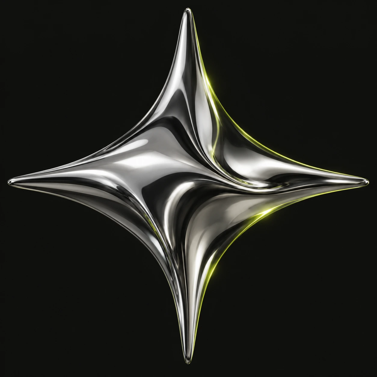 Sculptural four-point chrome star